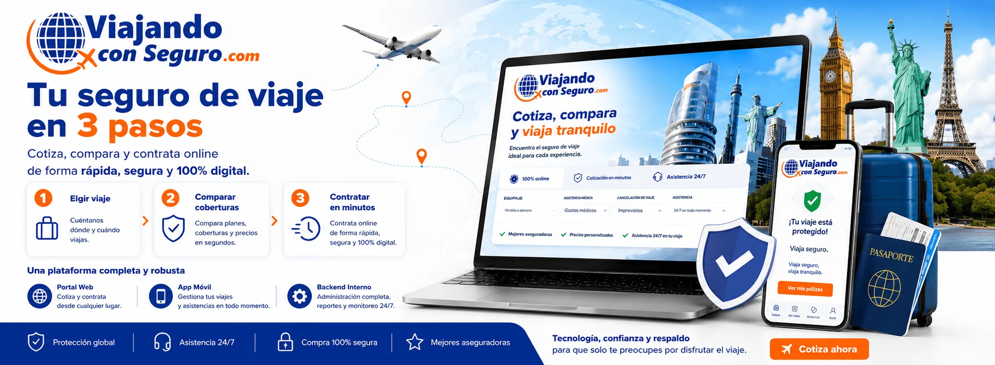 Viajando con Seguro — Portal y aplicación para contratar seguros de viaje en tres pasos — Galeria