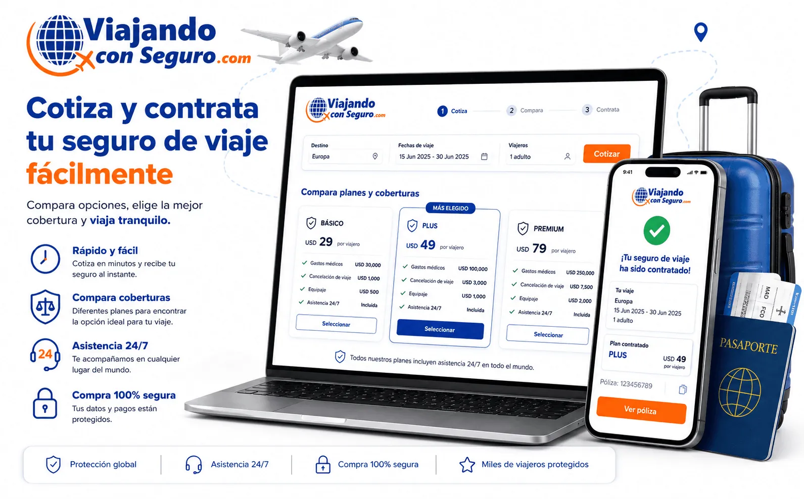 Viajando con Seguro — Portal y aplicación para contratar seguros de viaje en tres pasos — Galeria 1