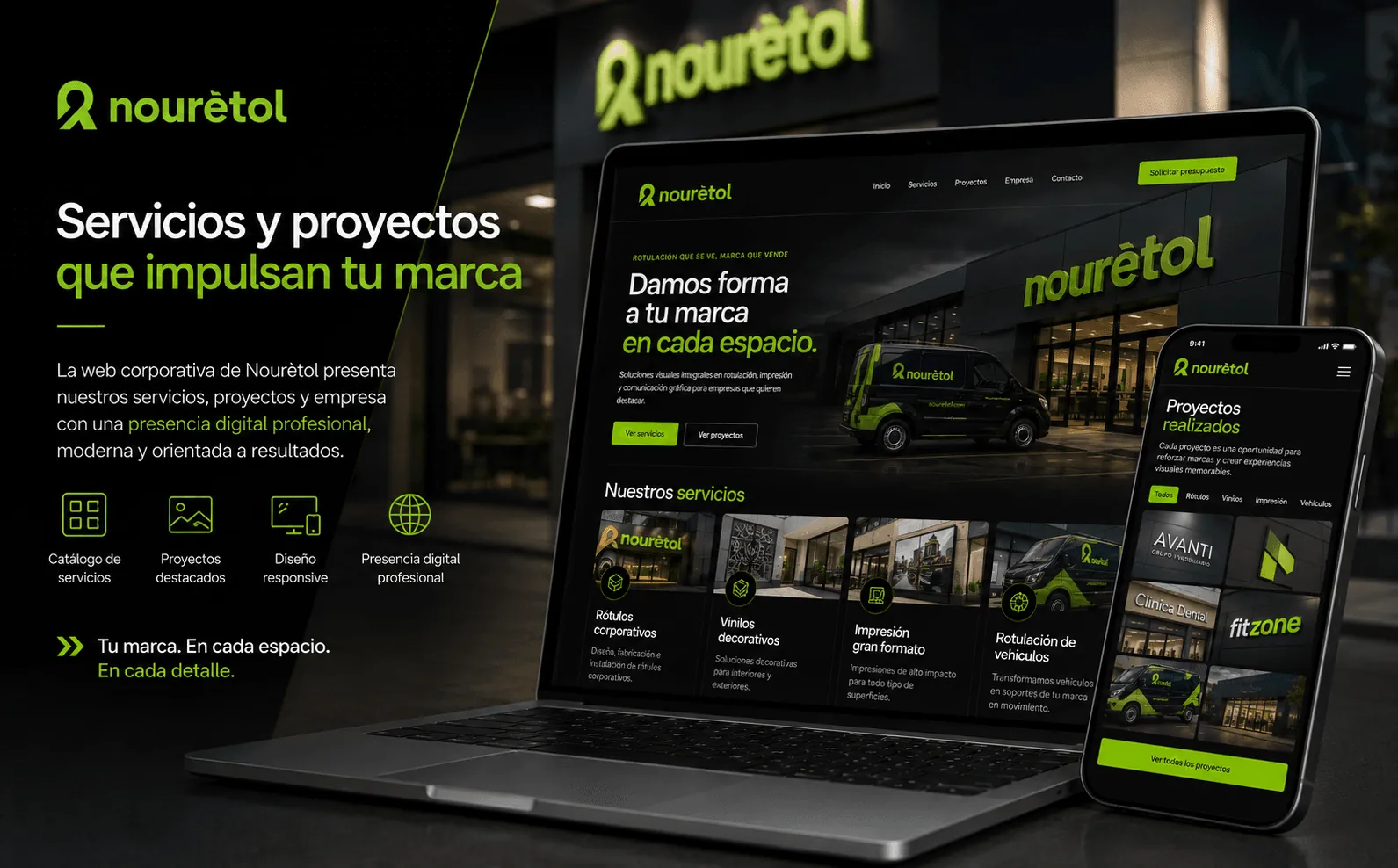 Nouretol — Web corporativa totalmente gestionable para una empresa de rotulación — Galería 1