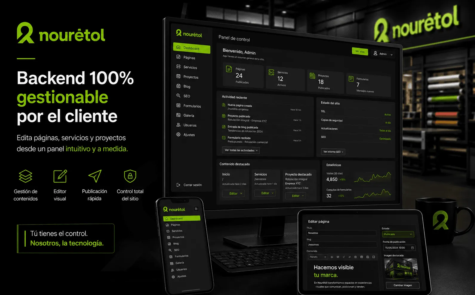 Nouretol — Web corporativa totalmente gestionable para una empresa de rotulación — Galería 2