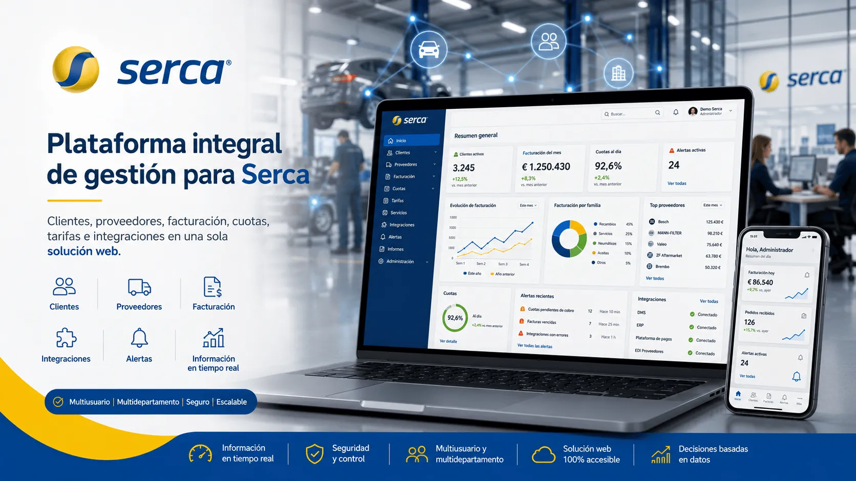 Serca — Plataforma integral de gestión para clientes, proveedores, facturación e integraciones