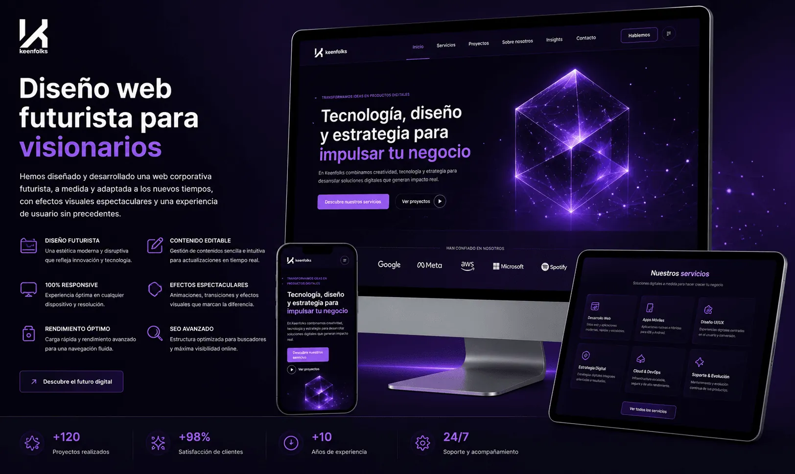 The Keenfolks — Web corporativa futurista, editable y orientada a innovación