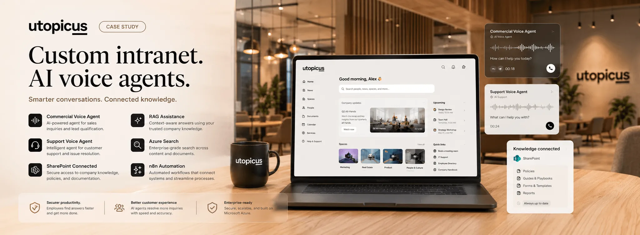 Utopicus — Intranet corporativa y agentes de voz con IA conectados al conocimiento interno — Gallery