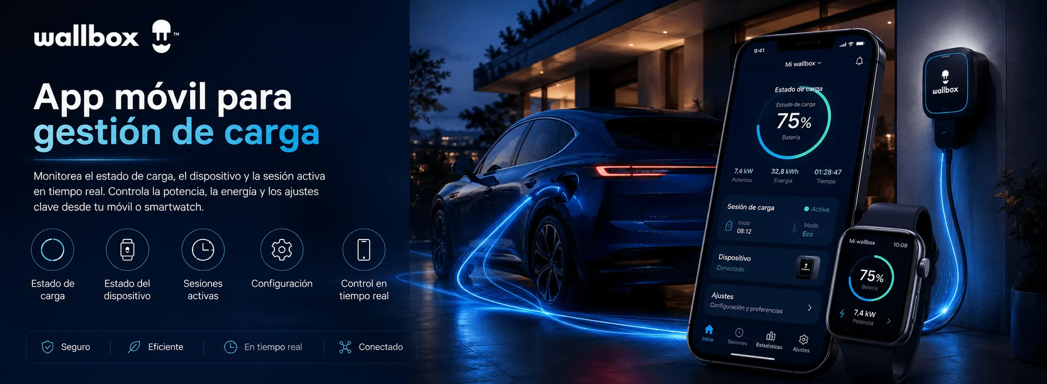Wallbox — Aplicación móvil y smartwatch para la gestión inteligente de cargas — Galería