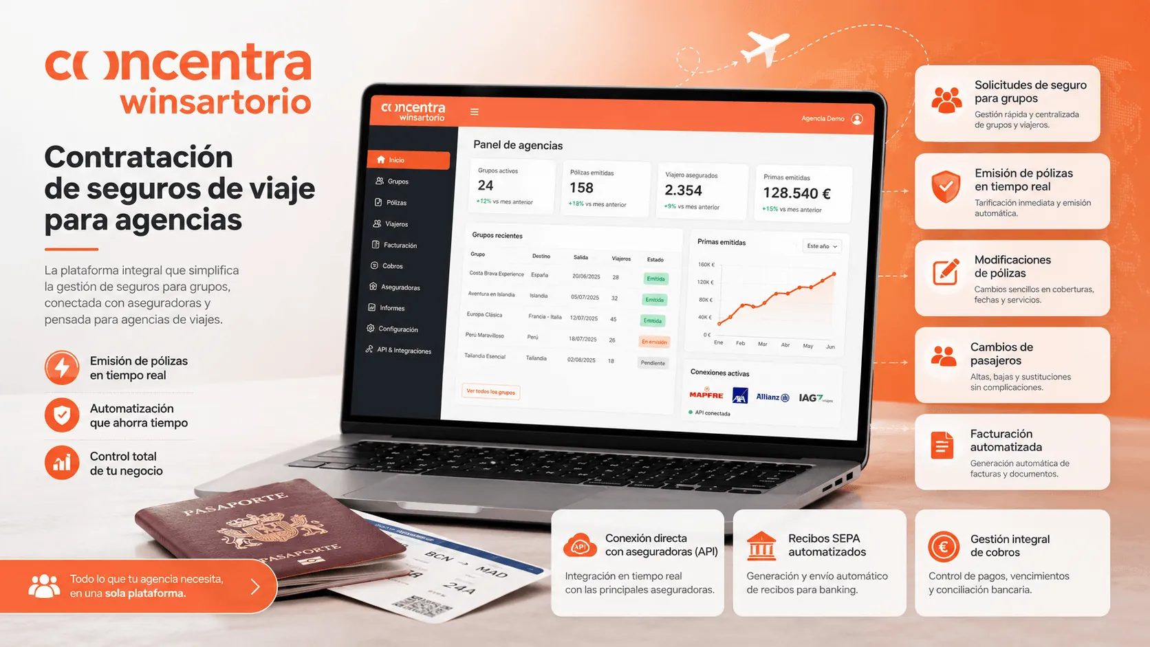 Winsartorio — Portal web para contratación de seguros de viaje para agencias