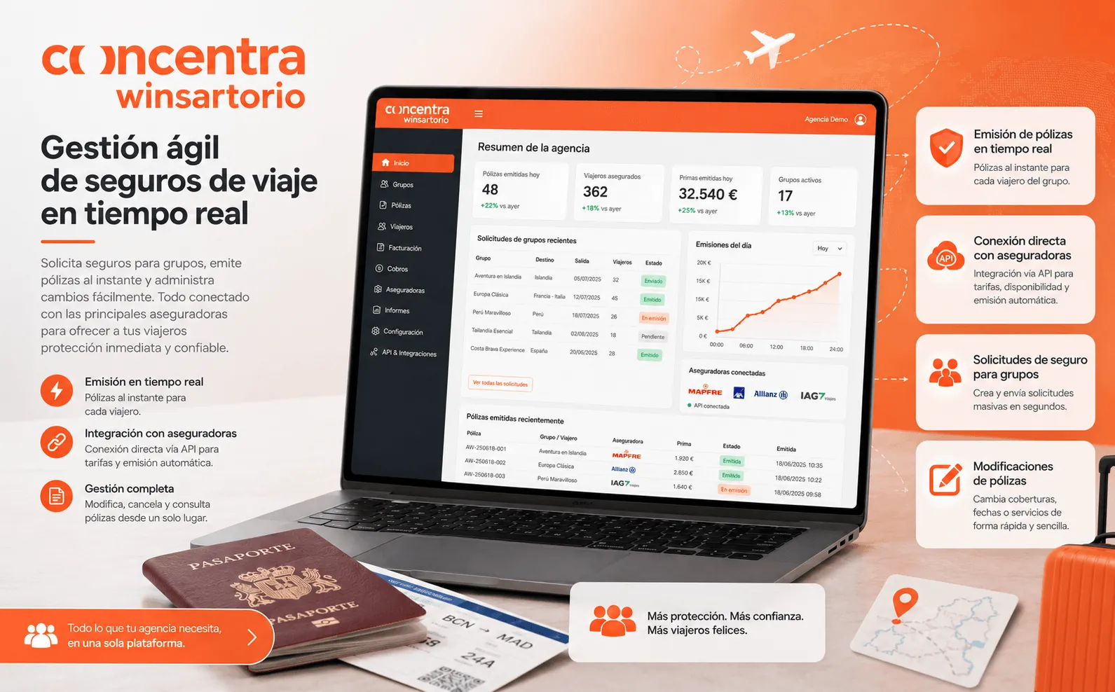 Winsartorio — Portal web para contratación de seguros de viaje para agencias — Galería 1