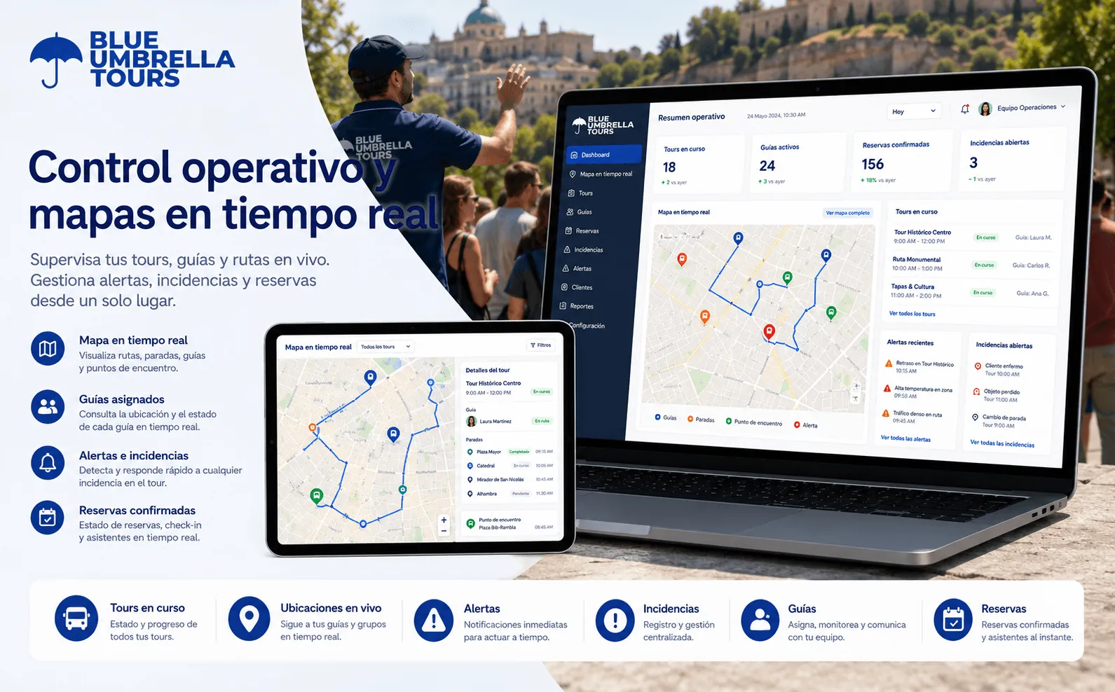 Blue Umbrella Tours — Plataforma de gestión inteligente para tours, reservas, mensajería e incidencias — Gallery 1
