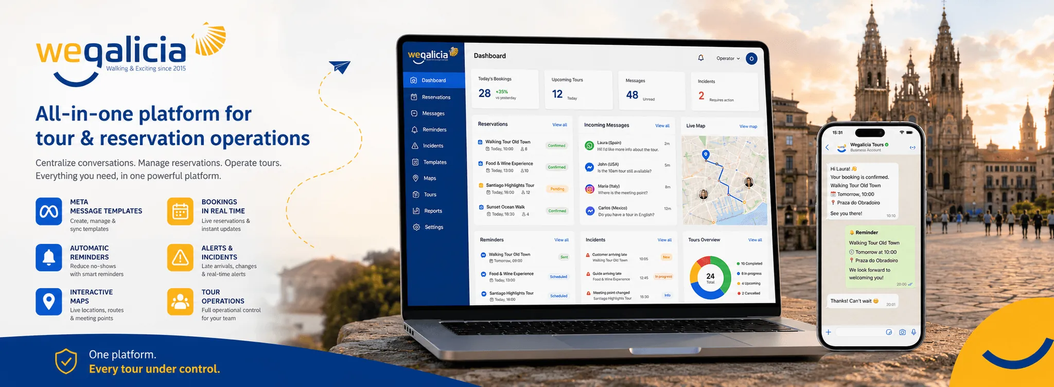 WeGalicia Tours LLC — Plataforma de gestión inteligente para tours, reservas, mensajería e incidencias — Galeria